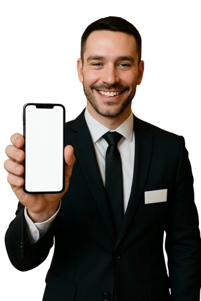 Organizador mostrando o aplicativo Atenndo.IA no celular