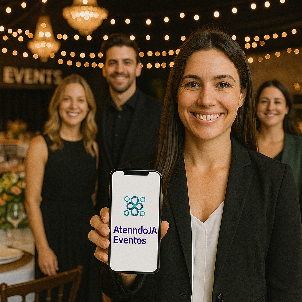 Atenndo.IA Eventos - Organizadora de eventos mostrando o aplicativo